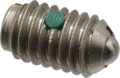 Gibraltar - 3/8-16, 0.187" Ball Diam, 5/8" Body Length, 0.048" Max Ball Reach, Threaded Ball Plunger - Stainless Steel Body, Stainless Steel Ball, 6 Lb Initial End Force, 21 Lb Final End Force, Locking Element - USA Tool & Supply