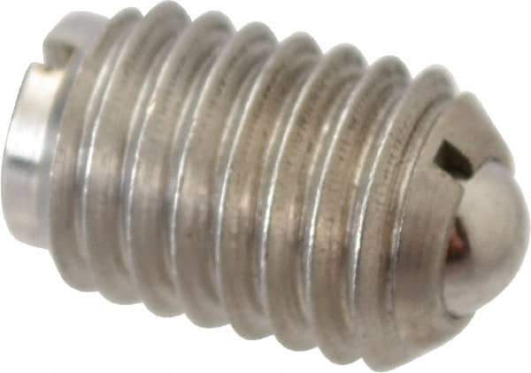 Gibraltar - 1/2-13, 0.281" Ball Diam, 3/4" Body Length, 0.072" Max Ball Reach, Threaded Ball Plunger - Stainless Steel Body, Stainless Steel Ball, 6 Lb Initial End Force, 30 Lb Final End Force - USA Tool & Supply