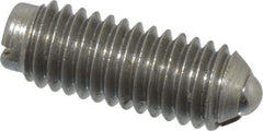 Gibraltar - 10-32, 0.093" Ball Diam, 33/64" Body Length, 0.025" Max Ball Reach, Threaded Ball Plunger - Stainless Steel Body, Stainless Steel Ball, 0.5 Lb Initial End Force, 1.5 Lb Final End Force - USA Tool & Supply