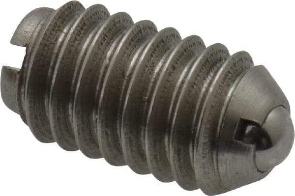 Gibraltar - 5/16-18, 0.156" Ball Diam, 37/64" Body Length, 0.04" Max Ball Reach, Threaded Ball Plunger - Stainless Steel Body, Stainless Steel Ball, 2 Lb Initial End Force, 4.5 Lb Final End Force - USA Tool & Supply