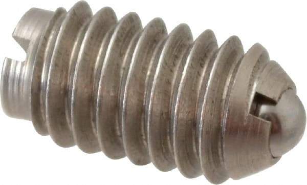 Gibraltar - 5/16-18, 0.156" Ball Diam, 37/64" Body Length, 0.04" Max Ball Reach, Threaded Ball Plunger - Stainless Steel Body, Stainless Steel Ball, 2 Lb Initial End Force, 4.5 Lb Final End Force, Locking Element - USA Tool & Supply