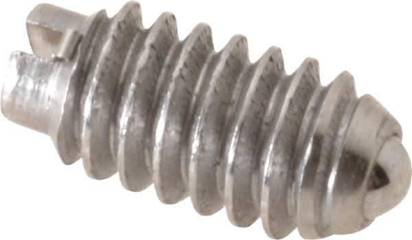Gibraltar - 5-40, 0.062" Ball Diam, 1/4" Body Length, 0.02" Max Ball Reach, Threaded Ball Plunger - Stainless Steel Body, Stainless Steel Ball, 0.25 Lb Initial End Force, 0.75 Lb Final End Force - USA Tool & Supply