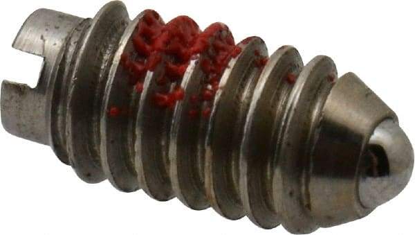 Gibraltar - 5-40, 0.062" Ball Diam, 1/4" Body Length, 0.02" Max Ball Reach, Threaded Ball Plunger - Stainless Steel Body, Stainless Steel Ball, 0.25 Lb Initial End Force, 0.75 Lb Final End Force, Locking Element - USA Tool & Supply