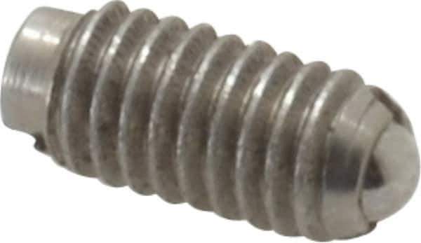 Gibraltar - 8-36, 0.093" Ball Diam, 11/32" Body Length, 0.025" Max Ball Reach, Threaded Ball Plunger - Stainless Steel Body, Stainless Steel Ball, 0.5 Lb Initial End Force, 1.25 Lb Final End Force - USA Tool & Supply