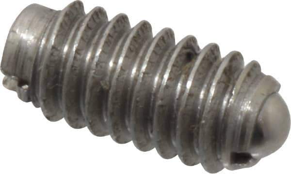 Gibraltar - 8-32, 0.093" Ball Diam, 11/32" Body Length, 0.025" Max Ball Reach, Threaded Ball Plunger - Stainless Steel Body, Stainless Steel Ball, 0.5 Lb Initial End Force, 1.25 Lb Final End Force - USA Tool & Supply