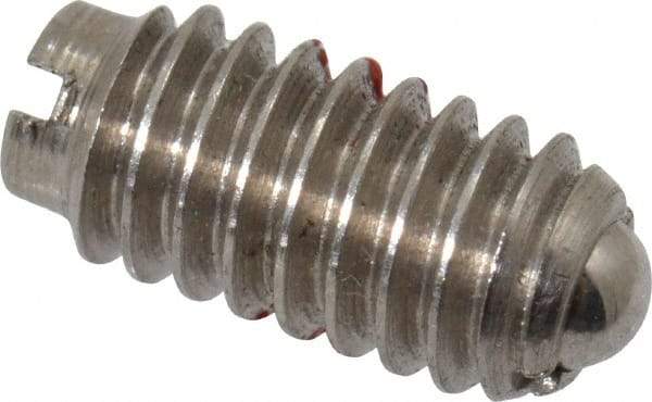 Gibraltar - 8-32, 0.093" Ball Diam, 11/32" Body Length, 0.025" Max Ball Reach, Threaded Ball Plunger - Stainless Steel Body, Stainless Steel Ball, 0.5 Lb Initial End Force, 1.25 Lb Final End Force, Locking Element - USA Tool & Supply