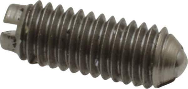 Gibraltar - 10-32, 0.093" Ball Diam, 33/64" Body Length, 0.025" Max Ball Reach, Threaded Ball Plunger - Stainless Steel Body, Stainless Steel Ball, 1.5 Lb Initial End Force, 3 Lb Final End Force, Locking Element - USA Tool & Supply