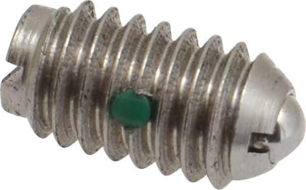 Gibraltar - 5/16-18, 0.156" Ball Diam, 37/64" Body Length, 0.04" Max Ball Reach, Threaded Ball Plunger - Stainless Steel Body, Stainless Steel Ball, 4 Lb Initial End Force, 9 Lb Final End Force, Locking Element - USA Tool & Supply