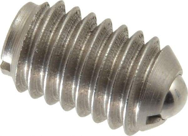 Gibraltar - 3/8-16, 0.187" Ball Diam, 5/8" Body Length, 0.048" Max Ball Reach, Threaded Ball Plunger - Stainless Steel Body, Stainless Steel Ball, 5 Lb Initial End Force, 10 Lb Final End Force - USA Tool & Supply