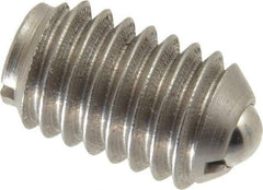 Gibraltar - 3/8-16, 0.187" Ball Diam, 5/8" Body Length, 0.048" Max Ball Reach, Threaded Ball Plunger - Stainless Steel Body, Stainless Steel Ball, 5 Lb Initial End Force, 10 Lb Final End Force - USA Tool & Supply
