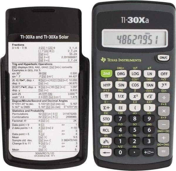 Texas Instruments - LCD 1 Function Handheld Calculator - 10 x 1 Display Size, Dark Gray & Black, (2) A76 Batteries Powered, 6" Long x 3-1/8" Wide - USA Tool & Supply