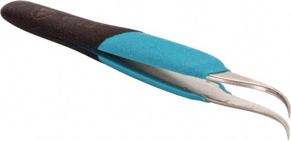 Erem - 5-1/2" OAL 7-SA Ergonomic Tweezers - Curved, Fine Point, High Precision Tips - USA Tool & Supply