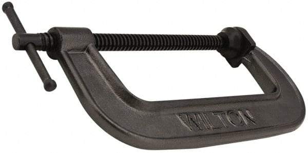 Hargrave - Light-Duty 14" Max Opening, 3-3/4" Throat Depth, Ductile Iron Standard C-Clamp - 2,850 Lb Capacity, 0" Min Opening, Standard Throat Depth - USA Tool & Supply
