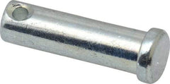 Made in USA - 7/16" Pin Diam, 1-1/2" OAL, Standard Clevis Pin - 5/32" Hole, 1-11/32" Usable Length, Zinc-Plated Steel - USA Tool & Supply