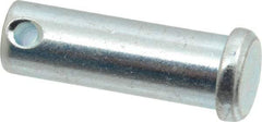 Made in USA - 1/2" Pin Diam, 1-1/2" OAL, Standard Clevis Pin - 5/32" Hole, 1-11/32" Usable Length, Zinc-Plated Steel - USA Tool & Supply