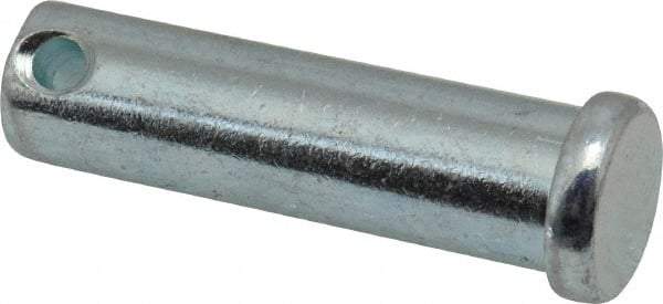 Made in USA - 1/2" Pin Diam, 1-3/4" OAL, Standard Clevis Pin - 5/32" Hole, 1-19/32" Usable Length, Zinc-Plated Steel - USA Tool & Supply