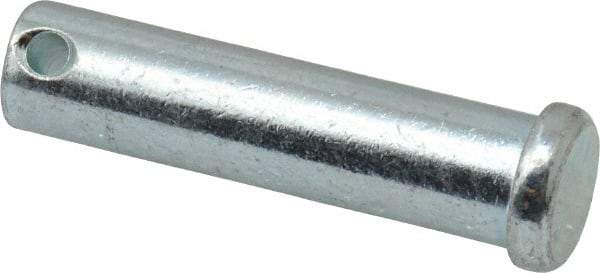 Made in USA - 1/2" Pin Diam, 2" OAL, Standard Clevis Pin - 5/32" Hole, 1-27/32" Usable Length, Zinc-Plated Steel - USA Tool & Supply