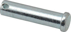 Made in USA - 1/2" Pin Diam, 2" OAL, Standard Clevis Pin - 5/32" Hole, 1-27/32" Usable Length, Zinc-Plated Steel - USA Tool & Supply