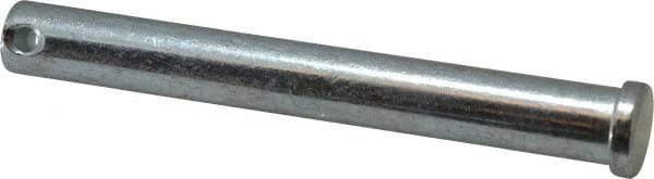 Made in USA - 1/2" Pin Diam, 4" OAL, Standard Clevis Pin - 5/32" Hole, 3-27/32" Usable Length, Zinc-Plated Steel - USA Tool & Supply