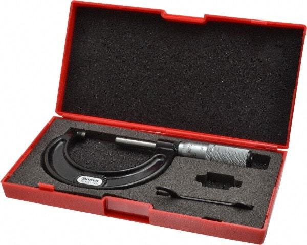 Starrett - 1 to 2" Range, 0.0001" Graduation, Mechanical Outside Micrometer - Friction Thimble, Accurate to 0.00005" - USA Tool & Supply