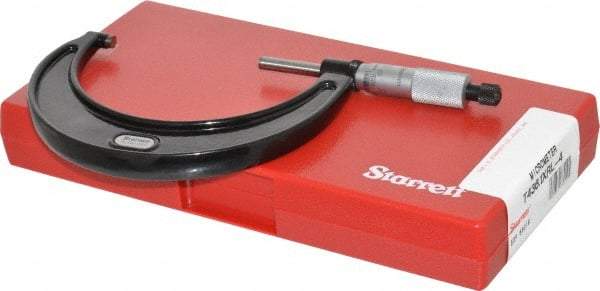 Starrett - 3 to 4" Range, 0.0001" Graduation, Mechanical Outside Micrometer - Ratchet Stop Thimble, Accurate to 0.0001" - USA Tool & Supply