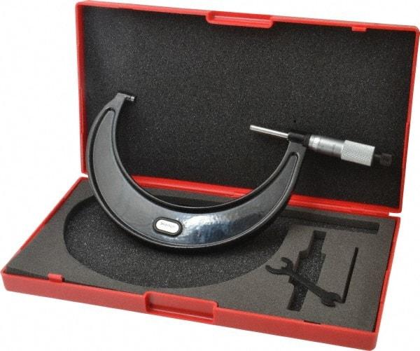 Starrett - 4 to 5" Range, 0.001" Graduation, Mechanical Outside Micrometer - Ratchet Stop Thimble, Accurate to 0.00015" - USA Tool & Supply