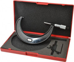 Starrett - 4 to 5" Range, 0.001" Graduation, Mechanical Outside Micrometer - Ratchet Stop Thimble, Accurate to 0.00015" - USA Tool & Supply