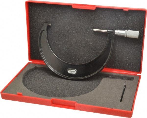 Starrett - 4 to 5" Range, 0.0001" Graduation, Mechanical Outside Micrometer - Friction Thimble, Accurate to 0.00005" - USA Tool & Supply