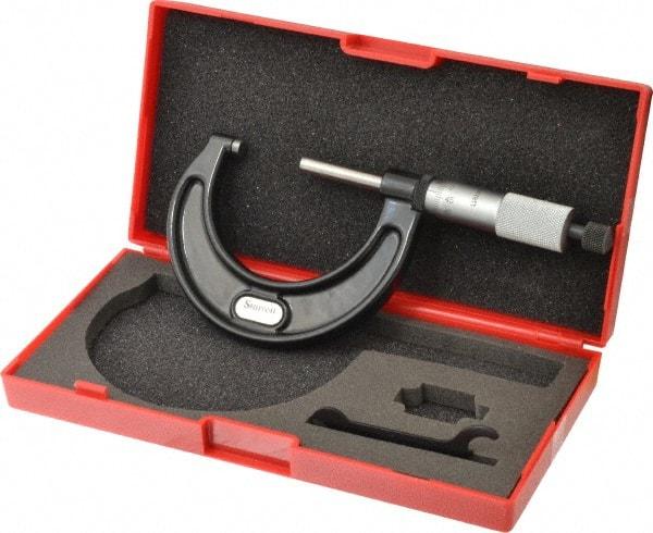 Starrett - 25 to 50mm Range, 0.01mm Graduation, Mechanical Outside Micrometer - Ratchet Stop Thimble, Accurate to 0.002mm - USA Tool & Supply