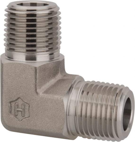 Ham-Let - 1/2" Grade 316 Stainless Steel Pipe 90° Male Elbow - MNPT End Connections, 7,200 psi - USA Tool & Supply