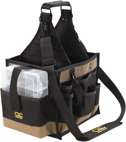 CLC - 23 Pocket Black & Brown Polyester Tool Bag - 11" Wide x 10" Deep x 19" High - USA Tool & Supply