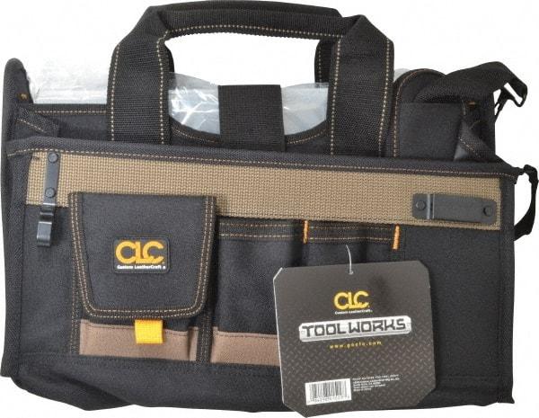 CLC - 15 Pocket Black & Brown Polyester Tool Bag - 16" Wide x 9" Deep x 9" High - USA Tool & Supply