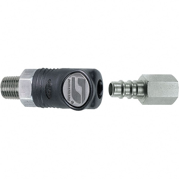 Dynabrade - 2 Piece 1/4" Body 1/4 NPT 150 psi Composite Industrial Pneumatic Coupling Plug Set - USA Tool & Supply