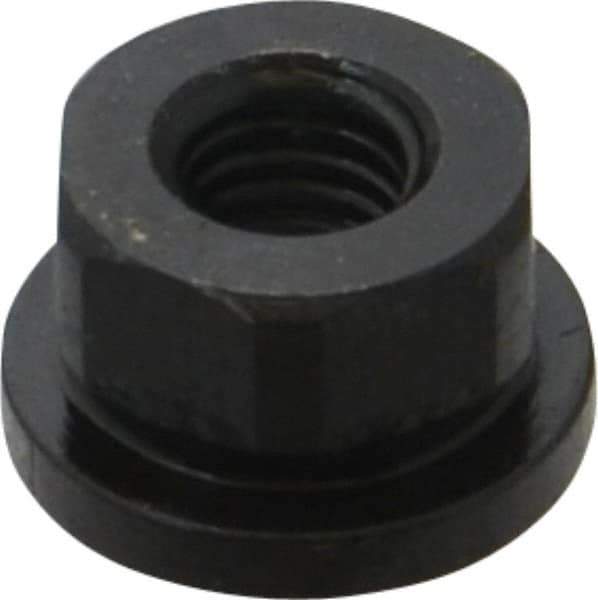 Gibraltar - 3/8-16 Steel Black Oxide Spherical Flange Nut - Grade 12L14, 1/2" High, 7/8" Diam x 1/8" High Flange, 1-1/4" Radius - USA Tool & Supply