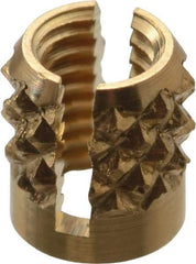 E-Z LOK - M3x0.50 Metric Coarse Brass Flush Press Fit Threaded Insert for Plastic - 3/16" OAL, 0.166" Insert Diam, 5/32" Hole Diam, 5/32" Drill - USA Tool & Supply