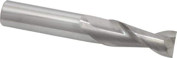 SGS - 1/2", 1-1/4" LOC, 1/2" Shank Diam, 3-1/4" OAL, 2 Flute, Solid Carbide Square End Mill - Single End, Uncoated, Spiral Flute, 35° Helix, Centercutting, Right Hand Cut, Right Hand Flute, Series 47 - USA Tool & Supply