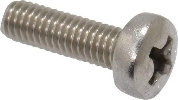 Value Collection - M3.5x0.60 Metric Coarse, 12mm Length Under Head Phillips Drive Machine Screw - Pan Head, Grade 18-8 & A2 Stainless Steel, Uncoated, Without Washer - USA Tool & Supply