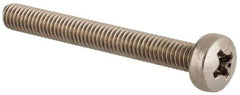 Value Collection - M4x0.70 Metric Coarse, 35mm Length Under Head Phillips Drive Machine Screw - Pan Head, Grade 18-8 & A2 Stainless Steel, Uncoated, Without Washer - USA Tool & Supply