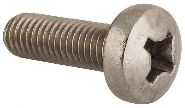 Value Collection - M8x1.25 Metric Coarse, 25mm Length Under Head Phillips Drive Machine Screw - Pan Head, Grade 18-8 & A2 Stainless Steel, Uncoated, Without Washer - USA Tool & Supply