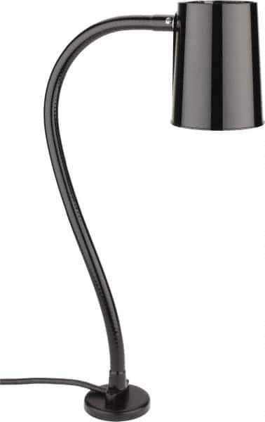 Made in USA - 24 Inch, Gooseneck, Magnetic Mounted, Incandescent, Black, General Purpose Task Light - 100 Watt, 120 Volt, Nonmagnifying - USA Tool & Supply