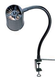 Made in USA - 18 Inch, Gooseneck, Clamp on, Incandescent, Black, General Purpose Task Light - 100 Watt, 120 Volt, Nonmagnifying - USA Tool & Supply