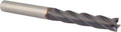 Niagara Cutter - 3/8", 2" LOC, 3/8" Shank Diam, 4" OAL, 4 Flute, Solid Carbide Square End Mill - Single End, TiAlN Finish, Spiral Flute, 30° Helix, Centercutting, Right Hand Cut, Right Hand Flute, Series C430 - USA Tool & Supply