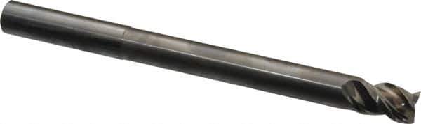 Niagara Cutter - 1/2", 5/8" LOC, 1/2" Shank Diam, 6" OAL, 3 Flute, Solid Carbide Square End Mill - Single End, Uncoated, Spiral Flute, 45° Helix, Centercutting, Right Hand Cut, Right Hand Flute, Series AN345 - USA Tool & Supply