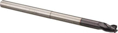 Niagara Cutter - 1/4", 3 Flute, Single End, Solid Carbide, 0.02" Corner Radius End Mill - 4" OAL, 35° Helix, Right Hand Flute, 3/8" LOC, Right Hand Cut, 2-1/8" Extended Reach - USA Tool & Supply