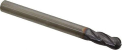 Niagara Cutter - 3/8" Diam, 1" LOC, 4 Flute Solid Carbide Ball End Mill - TiAlN Finish, Single End, 4" OAL, 3/8" Shank Diam, Spiral Flute - USA Tool & Supply