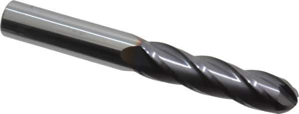 Niagara Cutter - 1/2" Diam, 2" LOC, 4 Flute Solid Carbide Ball End Mill - TiAlN Finish, Single End, 4" OAL, 1/2" Shank Diam - USA Tool & Supply