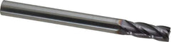Niagara Cutter - 3/8", 1" LOC, 3/8" Shank Diam, 4" OAL, 4 Flute, Solid Carbide Square End Mill - Single End, TiAlN Finish, Spiral Flute, 30° Helix, Centercutting, Right Hand Cut, Right Hand Flute, Series C430 - USA Tool & Supply