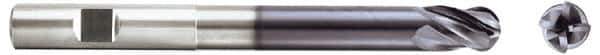 Niagara Cutter - 3/4" Diam, 1" LOC, 4 Flute Solid Carbide Ball End Mill - TiAlN Finish, Single End, 6" OAL, 3/4" Shank Diam, Spiral Flute - USA Tool & Supply