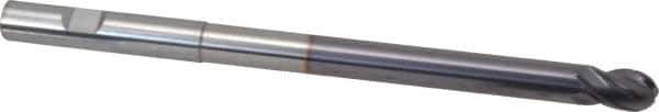 Niagara Cutter - 3/8" Diam, 1/2" LOC, 4 Flute Solid Carbide Ball End Mill - TiAlN Finish, Single End, 6" OAL, 3/8" Shank Diam, Spiral Flute - USA Tool & Supply