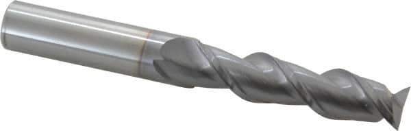 Niagara Cutter - 5/8", 2-1/2" LOC, 5/8" Shank Diam, 5" OAL, 2 Flute, Solid Carbide Square End Mill - Single End, TiCN Finish, Spiral Flute, 45° Helix, Centercutting, Right Hand Cut, Right Hand Flute, Series A245 - USA Tool & Supply